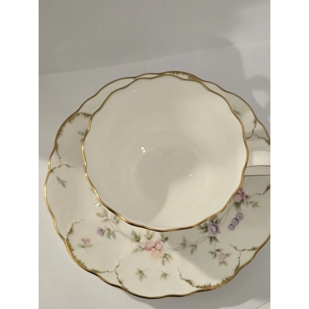 Mikasa Endearment Bone China Cup & Saucer Set Floral Gold Trim